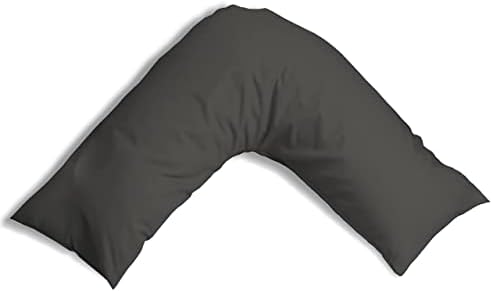 Pack of 1 | Poly-Cotton Plain Dyed V Pillow Cover | V-Shaped Pillowcase (Dark Grey)