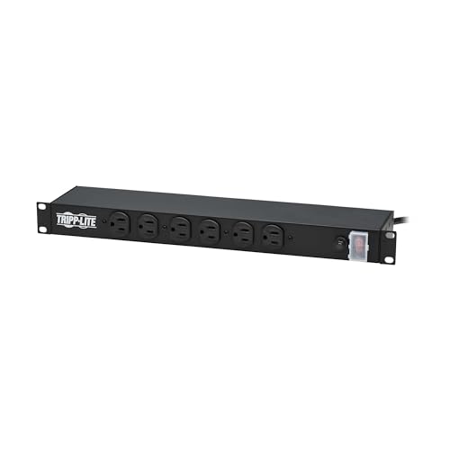 Image of Tripp Lite 12-Outlet Rackmount PDU Power Strip, Network-Grade Front & Rear Facing Outlets, 15A, 120V, 15ft Cord with 5-15P Plug, Horizontal 1U Rack Mount, Lifetime Manufacturer's Warranty (RS-1215)