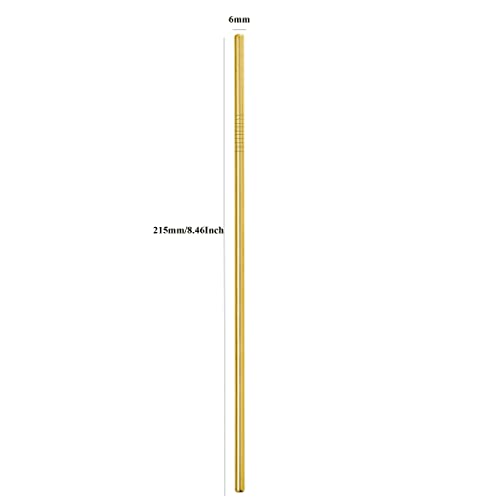 Image of 100Pcs Reusable Metal Straight Straw in Bulk Order (8.5 inch Long, Gold-100pcs Straight)