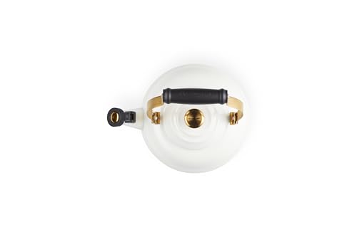 Image of Le Creuset Enamel On Steel Whistling Tea Kettle, 1.7 qt., White /Gold