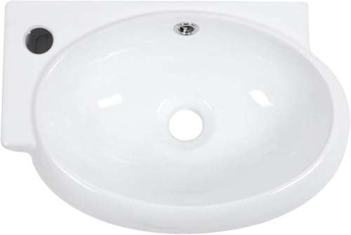 Image of Bell Wall Mount And Table Top (2 In 1) Wash Basin For Bathroom | Counter Wash Basin For Living Room | Washbasin| Tabletop Ceramic Bathroom White, (Dimension 43 x 28 x 15 CM) (Candy)