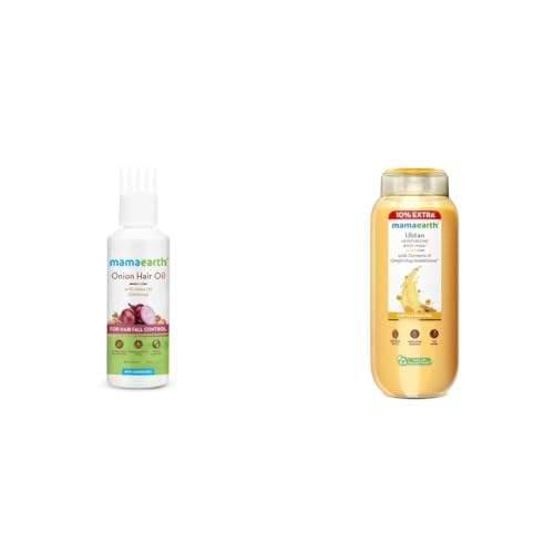 Image of Mamaearth Onion Hair Oil for Hair Growth Hair Fall Control with Redensyl 50 ml Mamaearth Ubtan Moisturizing Body Wash 275 Ml