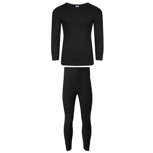 The Fancy Dress Mens Thermal Underwear Set Base Layer Vest Top Long Johns Set Ultra Soft Thermals Leggings For Winter Skiing Workout LS-Black-XXL