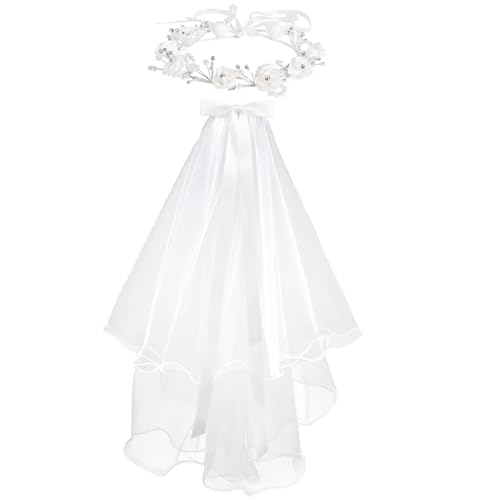 Girls First Communion Veil and Flower Crown Communion Dress Up Accessories