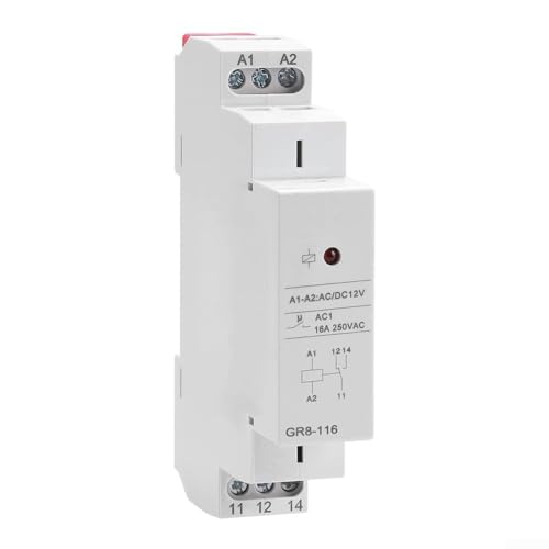 Módulo de relé GR8116 Interruptor de carril DIN ACDC 12V con indicadores LED para operaciones de monitoreo