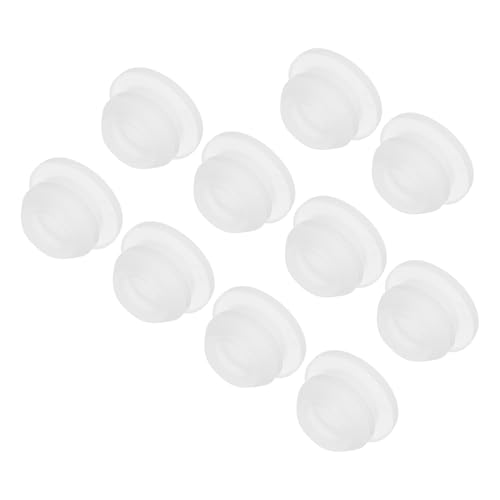 Image of MECCANIXITY 10pcs Silicone Snap in Locking Hole Plugs,9mm /0.4 Inch Mounting Diameter Narrow Groove Width 2mm Panel Seal Cover Round for Kitchen Bulkheads Waterproof Sealing Plugs Clear