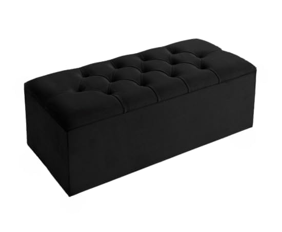 luxisleepltd Tufted Alton Ottoman Bench, Handcrafted in UK, Plush Velvet or Faux Leather, Decorative Storage Footrest for Living Room Buttons (Grey, Medium)