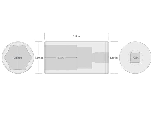 TEKTON 1/2 Inch Drive x 21 mm Deep 6-Point Socket | SHD23121