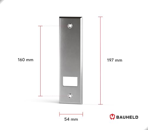 BAUHELD® Rolladengurt Abdeckung Metall - 160mm Lochabstand [1 Stück] - Maxi Unterputz Gurtwickler-Blende Feinblech [Made in Germany] - Rolladen Abdeckplatte für Rollladengurt 23mm - Chrom