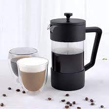 Image of 3D CREATIONS French Press Coffee And Tea maker Cold Brew Foam Maker 4 level filtration Heat Resistance Borosilicate Glass 600 ML. black