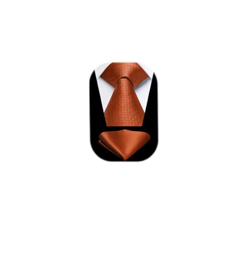 Image of HISDERN Ties for Men Solid Houndstooth Neckties Handkerchief Formal Business Tie & Pocket Square Set Wedding Party