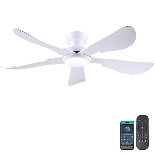 Ventilateur de plafond 132 cm blanc avec lumière LED et télécommande