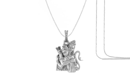 Pendentif Hanuman homme et femme médaillon Bajrang Bali argent 55,9 cm