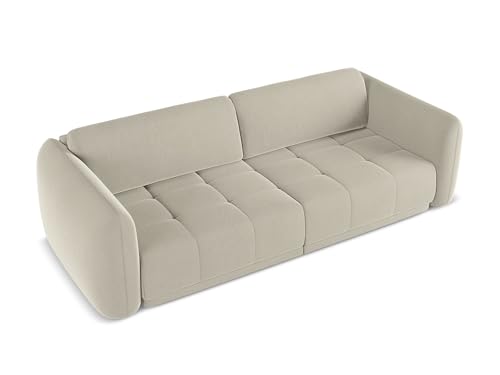 Hoku 3-Sitzer Sofa in Creme - Polstersofa aus Samt, modernes Design ohne Schlaffunktion, skandinavisches Wohnzimmer Sofa, Japandi Stil, Oeko-Tex Zertifiziert 210x105x74 cm, bis 350 kg belastbar – Bild 5