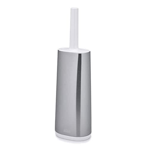 Image of Joseph Joseph Flex Hygienic Silicone Toilet Brush with Slim Holder Set, Flexible Anti-drip, Anti-Clog Deep Clean Head - Stainless Steel