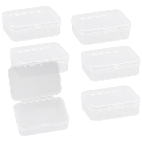 Image of GLADFRESIT 6Pcs Clear Plastic Storage Box, Mini Rectangular Empty Containers Box Case with Lid for Beads Business Cards Pills Small Items (6.5 * 4.5 * 2cm)