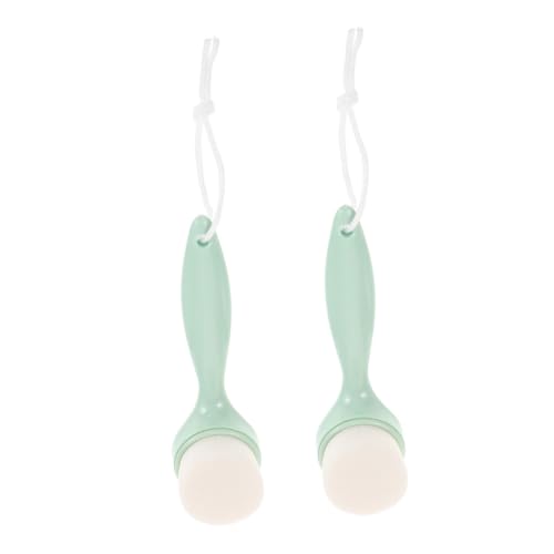 PartyKindom 2Pcs Soft Bristle Facial Cleansing Brushes with Long Handle Manual Exfoliating Scrubber for Gentle Makeup Removal and Daily Skin Care for Home Use