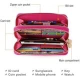 Hot Pink patent Glossy Faux Croc Fashion Double Zip Wallet3