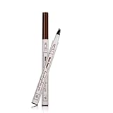 Tiikii Liquid Eyebrow Pen 4 Tips, Waterproof Brow Gel Ink Tattoo Pen with Four Forks Like Microblading for Eyes Makeup (Chestnut)