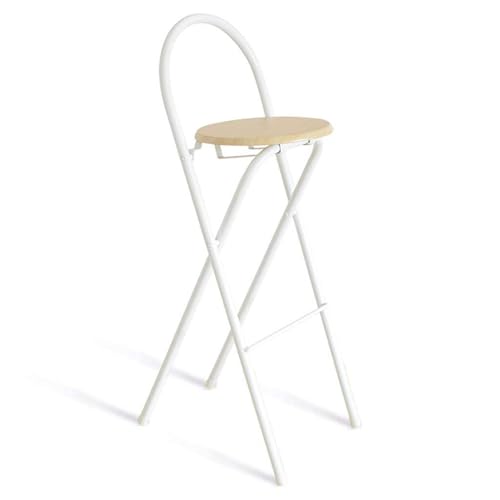 Taburete de bar alto plegable con respaldo, taburete redondo alto portátil de altura de mostrador, taburete plegable para adultos y cocina (madera, 60 cm)