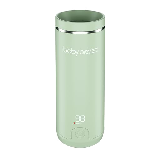 Baby Brezza SuperFast Portable Bottle Warmer 3x Faster than Others, Travel Milk Formula Warmer with 4 Temperature Settings, 9oz Capacity, USB Rechargeable, Safe & Even Heating, No Adapters, Sage Green