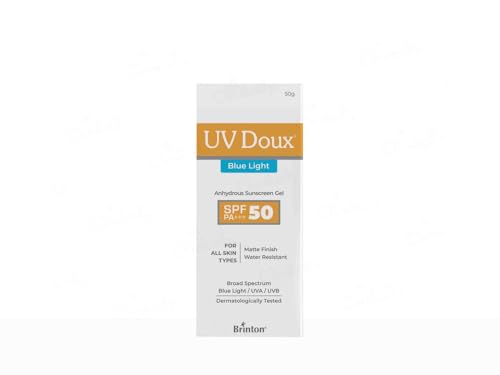 UV Doux Blue Light Tinted Sunscreen Gel SPF 50 PA+++ | India’s No.1 Dermatologist Recommended Brand | UVA/UVB & Blue Light Protection, Benzene Free| Matte Finish | Oily & Acne-Prone Skin | 100 g