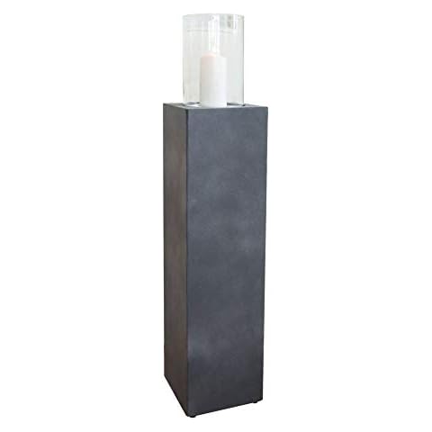 Windlichtsäule Boden-Windlicht Kerzenhalter Deko-Laterne Fiberzement Lumira 97 cm hoch Grau Cover