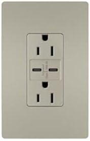 Pass & Seymour R26USBCC6NICCV4 USB Decorator Wall Plate, Nickel, 6.0A, 15-AMP - Quantity 1