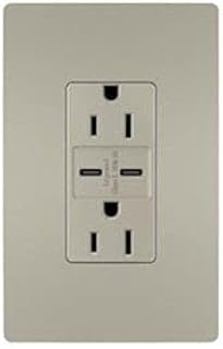 Pass & Seymour R26USBCC6NICCV4 USB Decorator Wall Plate, Nickel, 6.0A, 15-AMP - Quantity 1