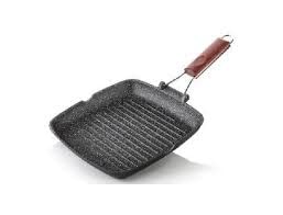 Poêle grill en granit 20x20 carrée pour légumes et viande