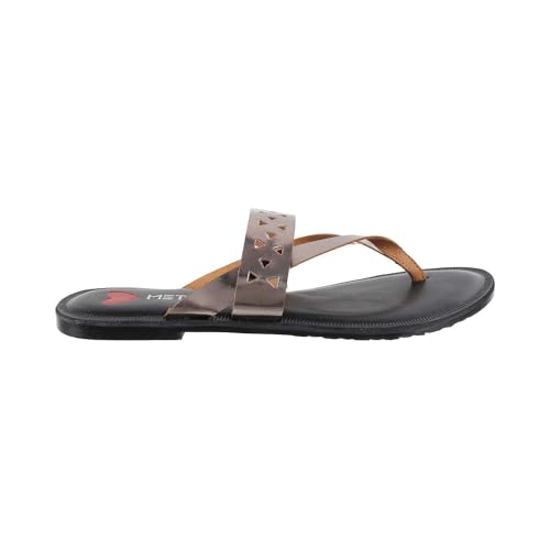Image of Metro Women's Gold Faux Leather Slip-On Fashion Sandals