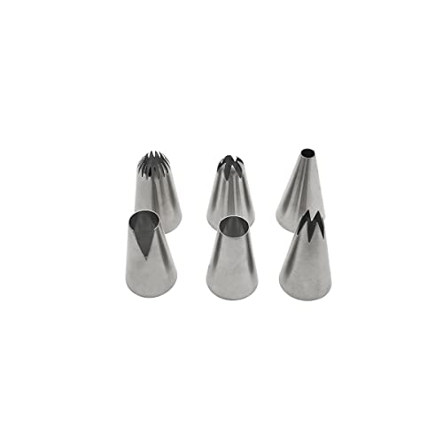 Zenker 44894 Lots de 6 douilles à pâtisserie en acier inoxydable, Grand format, décoration gâteaux et cupcakes, pour poche à douilles, Acier inoxydable, Diamètre 3 cm, Hauteur 4,7 cm