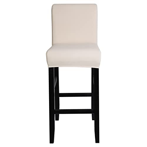 Image of SearchI Stretch Bar Stool Covers Set of 4, Stretch Removable Washable Printed Bar Stool Chair Covers, Counter Height Chairs Covers for Kitchen Dining Room Cafe Furniture(Pure Beige)