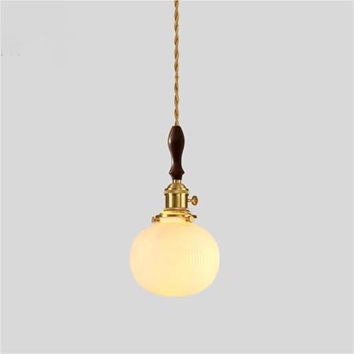 Suspension japonaise en bois de noyer et céramique au design rétro pour cuisine