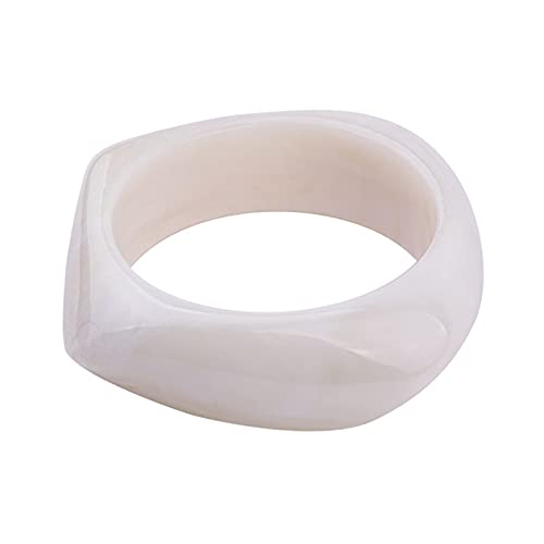 Caiyao Colorful Acrylic Resin Bangle Bracelet Wristbands Tortoiseshell Acetate Plate Cuff Bracelet Vintage Wide Irregular Geometric Plastic Bracelet for Women Teen Jewelry-white