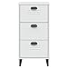 Modern Industrial White Bedside Cabinet with 3 Drawers, Storage Nightstand for Bedroom Living Room