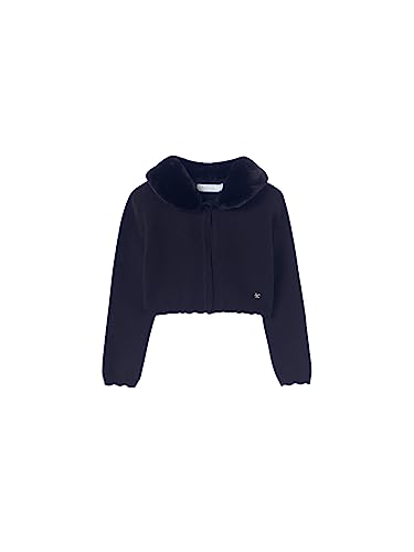 Abel & Lula Faux Fur Collar Cardigan for Girls Navy