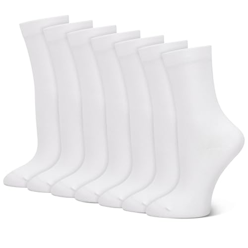 Halinuia 7 Paires Chaussette Femme Thin Chaussettes Coton Sans Couture Respirantes Absorbantes Chaussettes Blanche Anti Transpiration pour Travail, Sport, Marche, Casual...