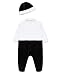 Little Me Clothes for Baby Boys' Fancy Dress Party Holiday 2-Piece Footie Pajamas and Cap Set, White/Black, 9 Months