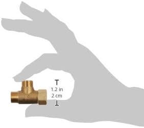 A hand holding the Plumb Pak PP2038LF Add-A-Tee, showing its compact size with measurements of 1.2 inches (3 cm) for the height of the tee.