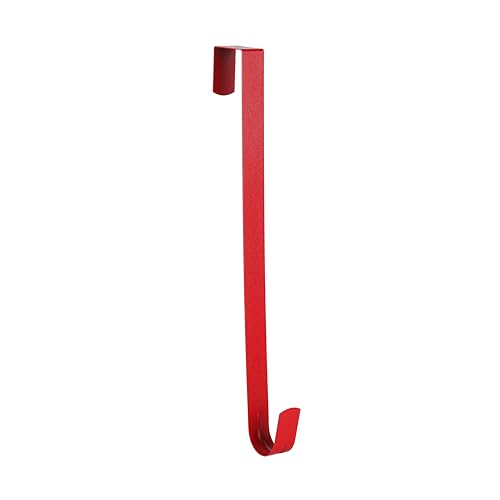 Sattiyrch 15" Wreath Hanger for Front Door,Sturdy Steel Wreath Door Hanger,Over The Door Hanger Hook (Red,1)