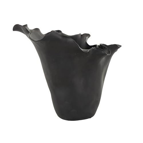 Image of Deco 79 Ceramic Floral Decorative Vase Abstract Floral Inspired Centerpiece Vase, Flower Vase for Home Decoration 10 inch x 10 inch x 10 inch, Black