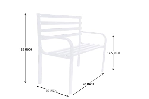 Image of Amazon Brand - Solimo Metal 2 Seater Garden Bench | Durable Outdoor Park Bench for Balcony Patio Terrace, Living Room | Ideal Indoor and Outdoor Seating Furniture (White)