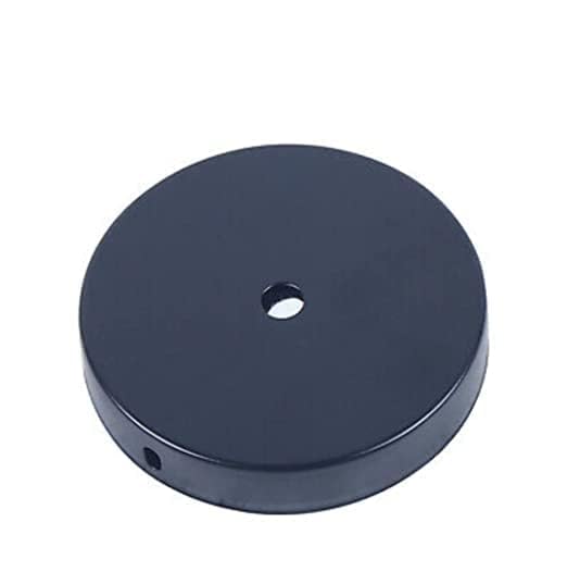 Black Metal Ceiling Base Plate 100 x 20 mm, Pendant Light Ceiling Canopy Chassis for Hanging Lamps, Durable Mounting Plate for Home, Office & Café Lighting (Set of 2)-image-1