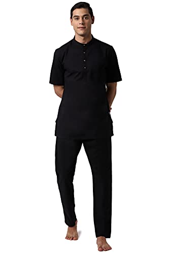 Image of Peter England Cotton Blend Men's Casual Style Kurta And Pajama Set