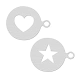 iplusmile 2 Stück Kaffeeschablonen aus Edelstahl Wiederverwendbare Cappuccino Dekorationsvorlagen...