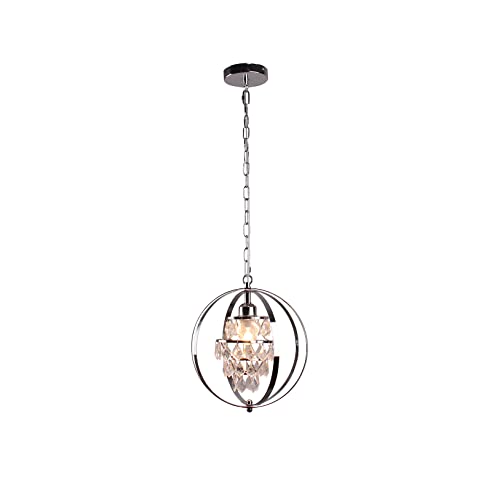 Frixchur Orb Farmhouse Chandelier Crystal Pendant Light Fixtures Modern Industrial Adjustable Hanging Lights Fixture For Kitchen Entryway Foyer (Chrome) #TOP7