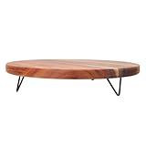 Toyvian Soporte para Macetas Interior de Madera Maciza de Acacia Redondo Borde Elevado, Base Protectora para Humedad en Salón