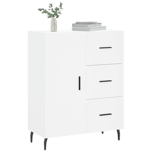 Aparador blanco de 90 cm de altura con compartimentos de madera para pasillo 4