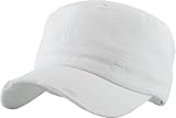 KBETHOS KBK-1466 WHT Vintage Distressed Cadet Army Cap Basic Everyday Military Style Hat
